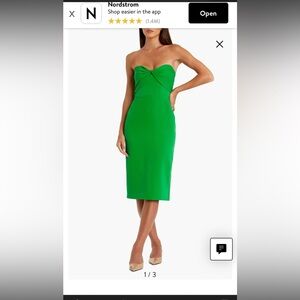 New with Defect $358 Mac Duggal Vibrant Green Crepe Strapless Twist Top Dress 12
